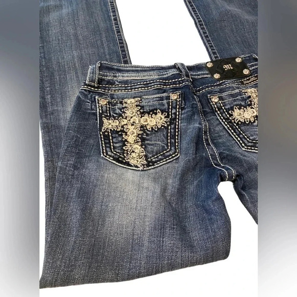 Miss Me Boot Jeans Cross Embellished Back Pocket Sz 27 - Picture 6 of 10